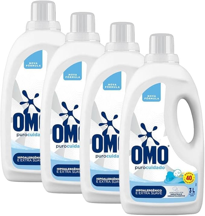 Kit 4 Lava-Roupas Líquido Omo Puro Cuidado 3l