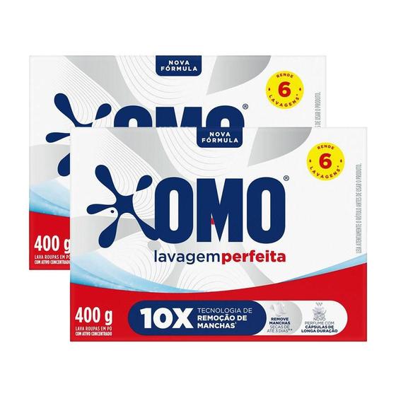 Kit 2 Lava-Roupas em Pó Omo Lavagem Perfeita 400g