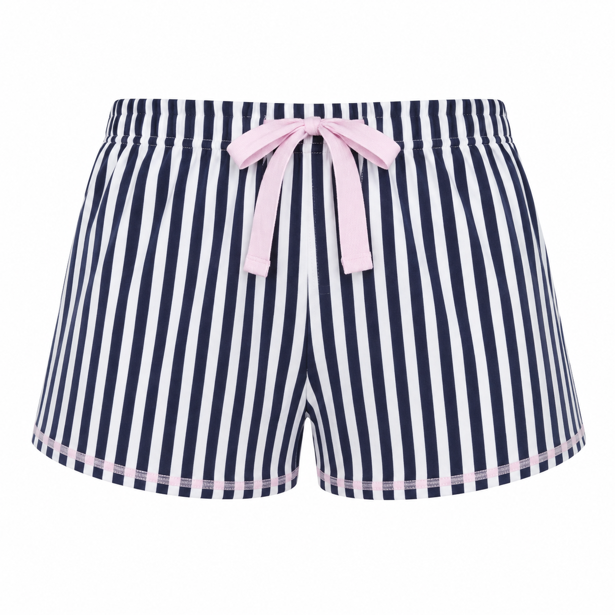 Pijama Americano Algodão Curto Marinho Listrado
