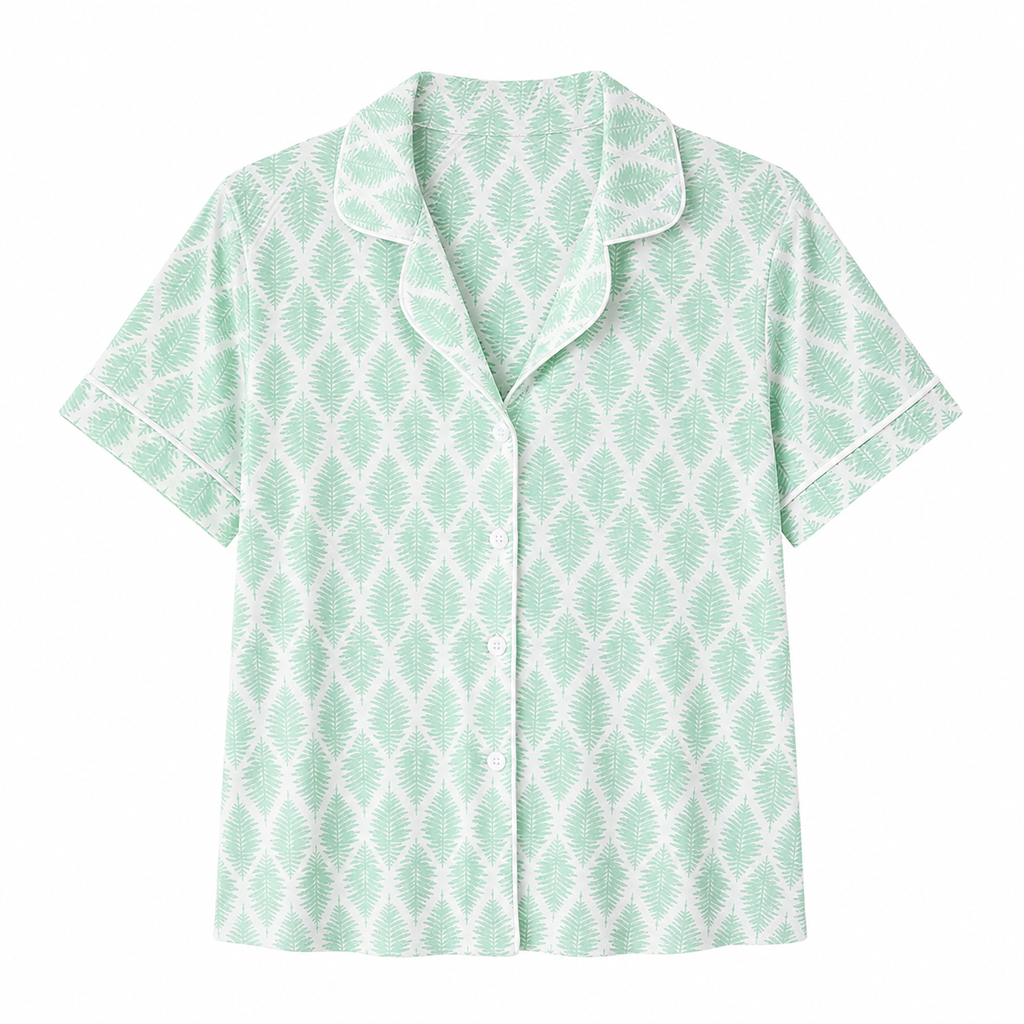 Pijama Feminino Americano Curto Folhas
