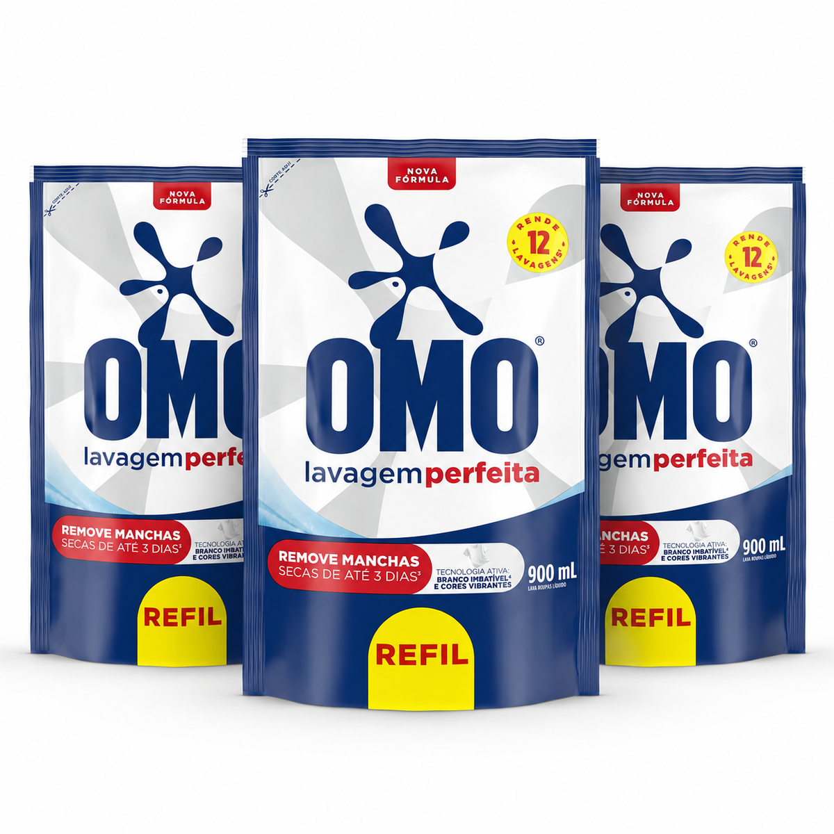 Sabão Líquido OMO Lavagem Perfeita Refil - KIT COM 3 - 900ML