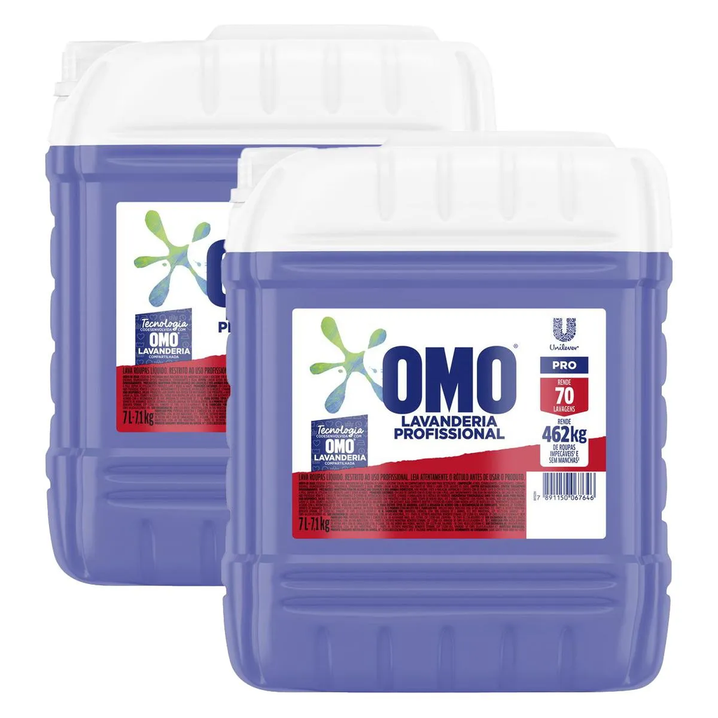 Kit 2 Sabão Líquido Omo Pro Lavanderia Profissional 7L Cada